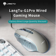 LANGTU G1Pro: Дротова ігрова миша з програмованими кнопками, Матове освітлення. (Білий)