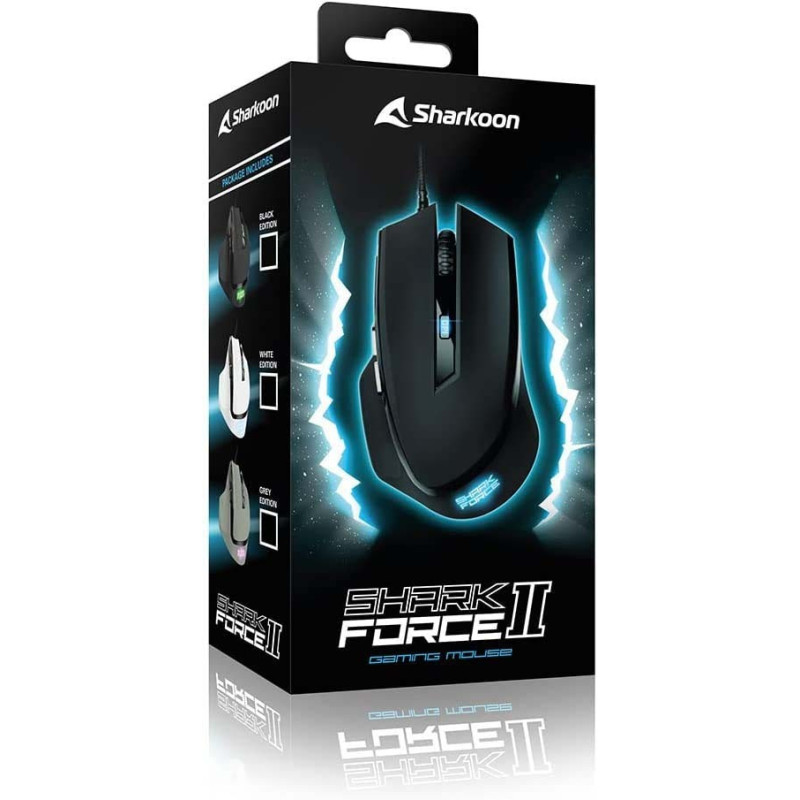 Дротова Ігрова Миша Sharkoon SHARK Force II: 4200 DPI, Ергономічний Дизайн, RGB. (Сірий)