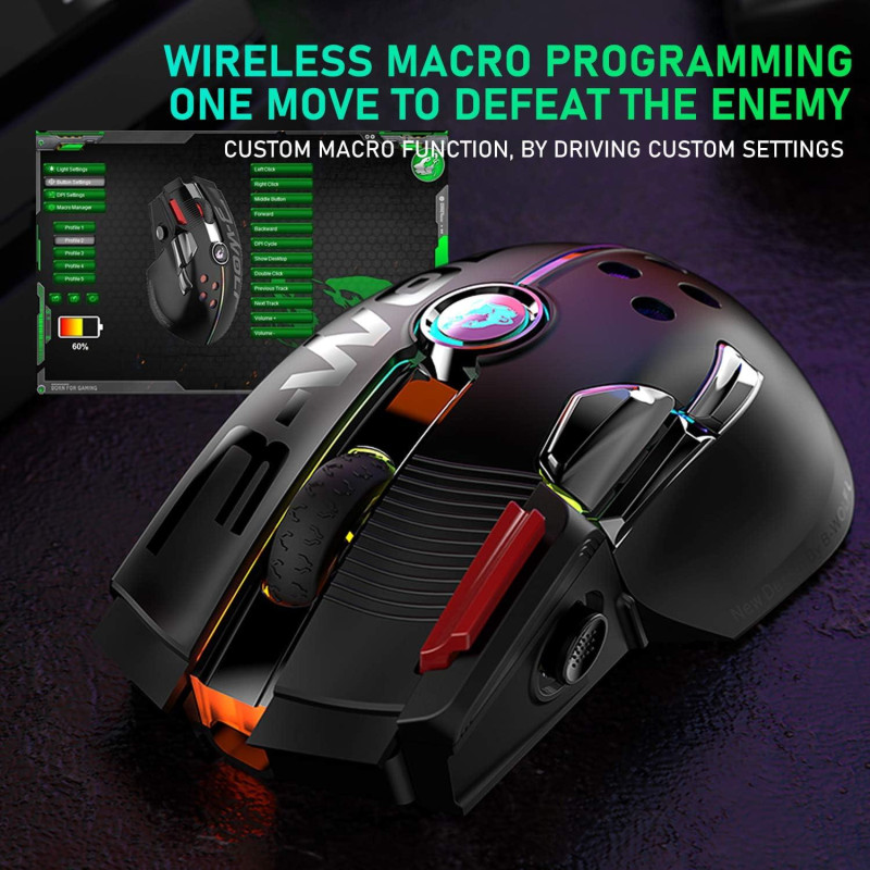 Бездротова Ігрова Миша URCHOICELTD X6 Pro (Чорна): 12000 DPI, Сенсор PixArt 3325, Джойстик. (Чорний)