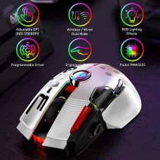 Бездротова Ігрова Миша URCHOICELTD X6 Pro: 12000 DPI, Сенсор PixArt 3325, Джойстик.  (Білий)