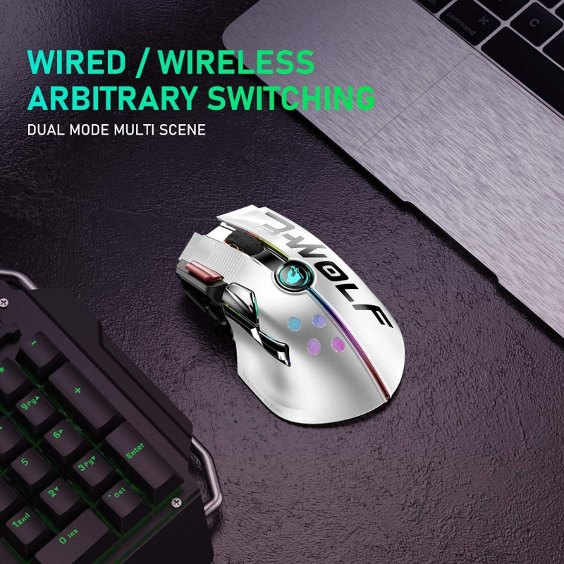 Бездротова Ігрова Миша URCHOICELTD X6 Pro: 12000 DPI, Сенсор PixArt 3325, Джойстик.  (Білий)