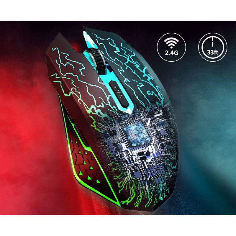 Перезаряджувана Бездротова Безшумна Ігрова Миша VersionTech X36: RGB, USB 2.4G/Bluetooth, 3-Рівневий DPI. (Чорний)
