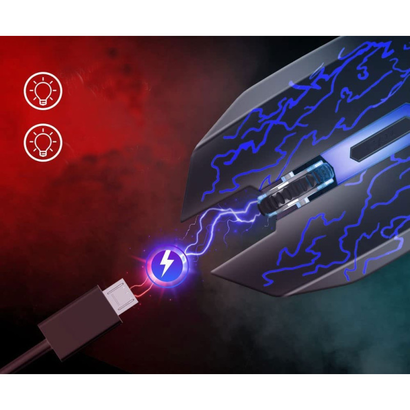 Перезаряджувана Бездротова Безшумна Ігрова Миша VersionTech X36: RGB, USB 2.4G/Bluetooth, 3-Рівневий DPI. (Чорний)