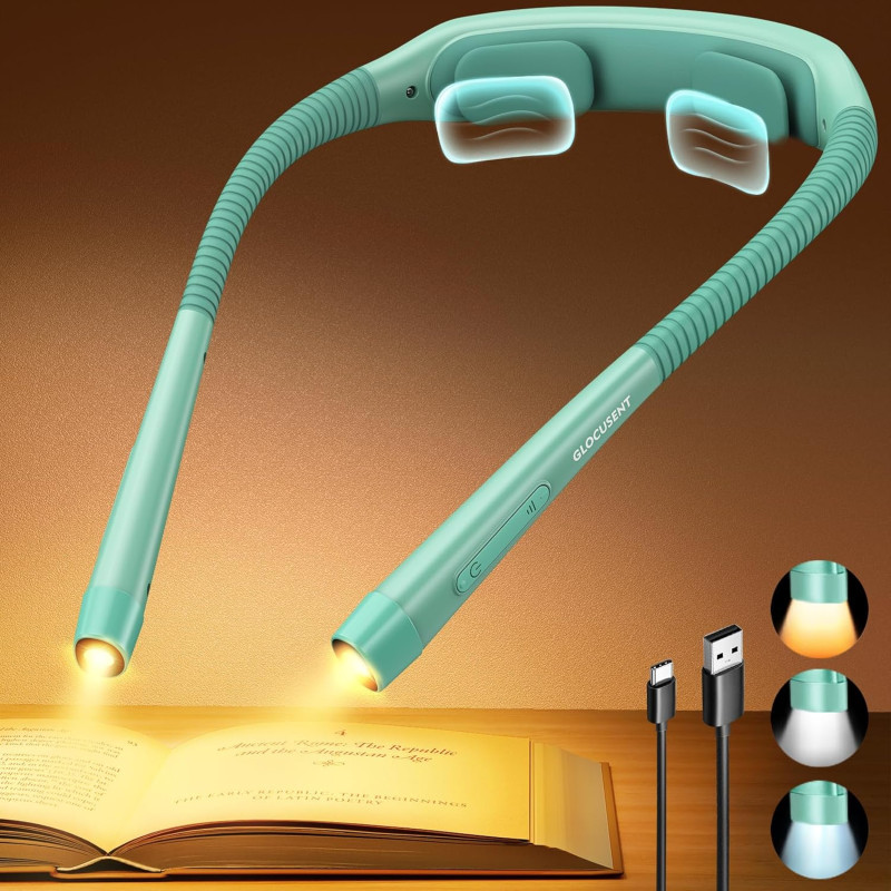 Світлодіодна лампа на шию Glocusent (1600 mAh, 3 кольори, 5 рівнів яскравості). Зелений