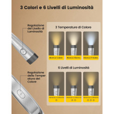 Лампа для Читання Glocusent: 3 Кольори, 6 Рівнів Яскравості, Гнучка. У комплекті з чохлом (Сірий)