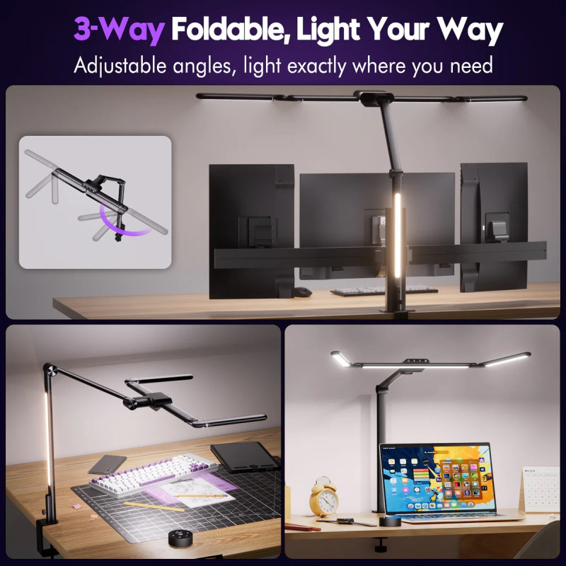 Лампа для Монітора Quntis Smart Light Bar (3 сегменти) — Сенсорне Керування та Бездротовий Пульт (Чорна)