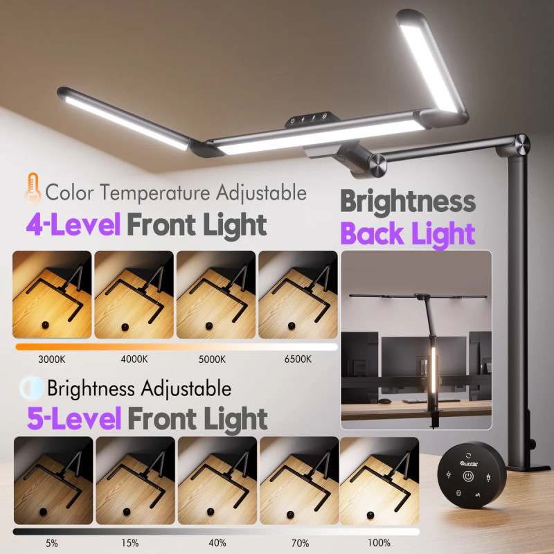 Лампа для Монітора Quntis Smart Light Bar (3 сегменти) — Сенсорне Керування та Бездротовий Пульт (Чорна)