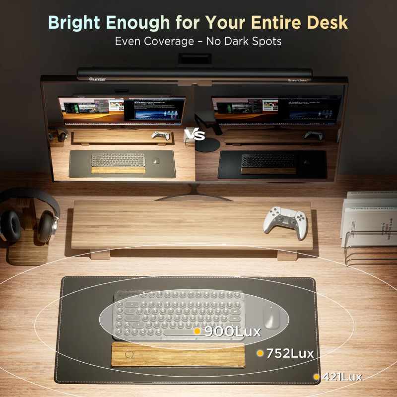 Моніторна Лампа Quntis Monitor Light Bar IM RGB Eye-Care: Подвійне Освітлення, 40 см. (Чорний)