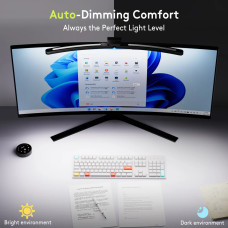 Вигнута лампа для монітора Quntis (66 см) RGB: Пульт ДК, RGB-підсвітка та автозатемнення. Чорна