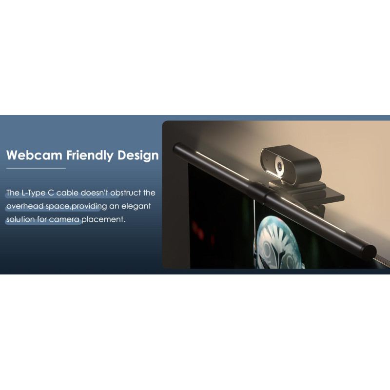 Світлодіодна Лампа для Монітора 51 см: Бездротовий Пульт, 4 Колірні Режими, 7.5W, Захист Очей. (Чорний)