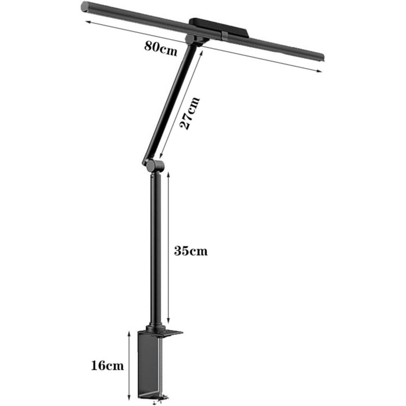 Професійна Світлодіодна Лампа для Моніторів 80 см: 24W, Подвійна Головка, Сенсорне Керування, 5 Колірних Режимів. (Чорний)