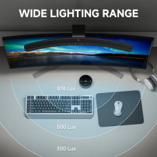 Вигнута лампа для монітора Quntis 45 см: RGB-підсвітка, пульт ДК та автозатемнення. Чорна