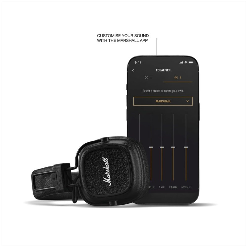 Бездротові Bluetooth Навушники Marshall Major V: До 100 Годин Легендарного Звуку. (Чорний)