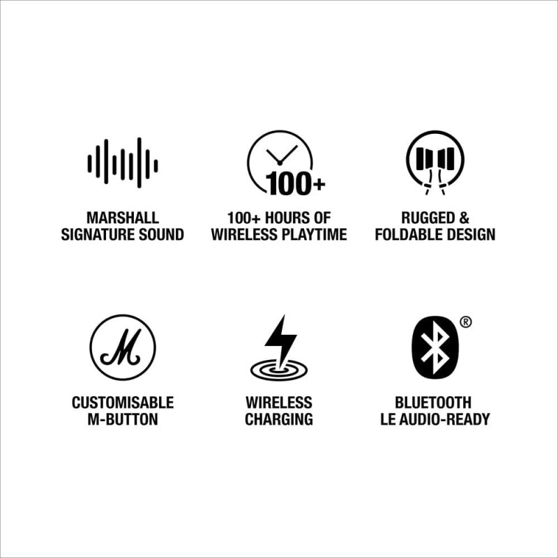 Бездротові Bluetooth Навушники Marshall Major V: До 100 Годин Легендарного Звуку. (Чорний)