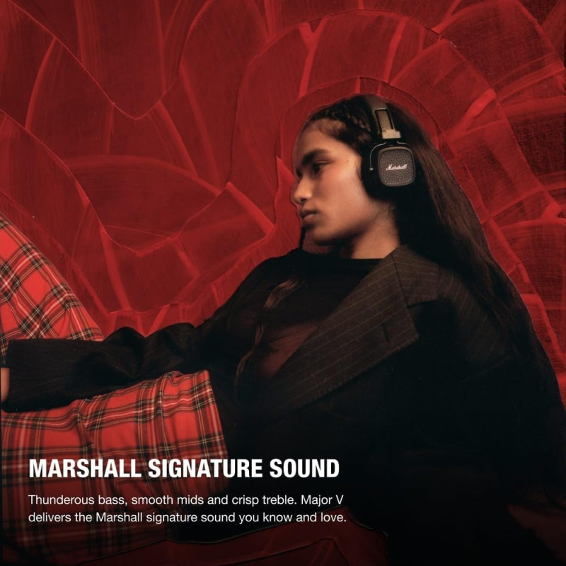 Бездротові Bluetooth Навушники Marshall Major V: До 100 Годин Легендарного Звуку. (Чорний)