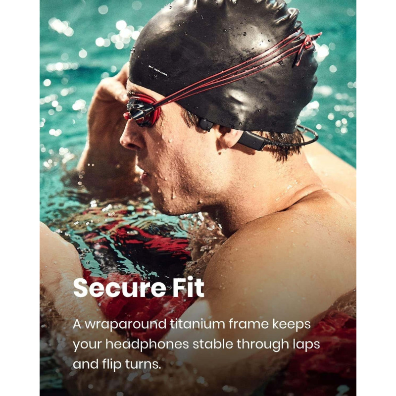 MP3 Навушники Shokz OpenSwim (Кісткова Провідність): 4 ГБ Пам'яті для Плавання IP68. (Чорний)