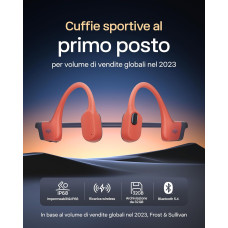 Shokz OpenSwim Pro: Гібридні Водонепроникні Навушники 32 ГБ MP3 / Bluetooth 5.4. (Червоний)