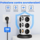 Мережевий подовжувач-башта Acodot на 12 розеток (3 м, 2xUSB-A, 1xUSB-C, Захист від перенапруги) Білий