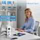 Мережевий подовжувач-башта Heqishun 12 in 1 (3680W, 16A, 2m, 2xUSB-A, 2xUSB-C). Білий