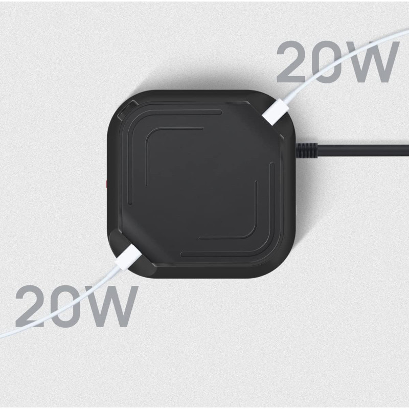 Вертикальний Подовжувач KOOSLA 18-в-1: 12 Розеток, 6 USB (QC/PD 3.0, 40 Вт), Незалежні Перемикачі, Кабель 2М. (Чорний)