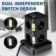 Мережевий подовжувач-башта Viyspnv 12 в 1 (2500W, 3 м, 8 розеток, 4хUSB) (Чорний)