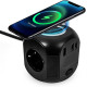 Мережевий Куб HOMEPROTEK Cube: 3 Розетки + 3x USB (C+A) + QI Зарядка. Захист від перевантажень. Кабель 2 м. (Чорний)