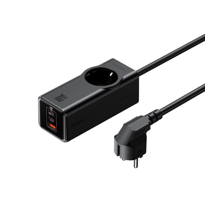 Подовжувач із Захистом від Перенапруги Mcdodo 4 в 1: 70W GaN, 2200 Вт, кабель 1,5 М. (Чорно-сірий)