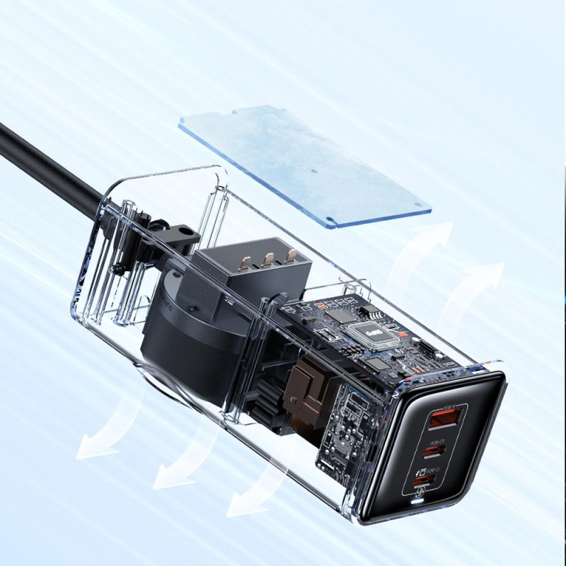 Подовжувач із Захистом від Перенапруги Mcdodo 4 в 1: 70W GaN, 2200 Вт, кабель 1,5 М. (Чорно-сірий)