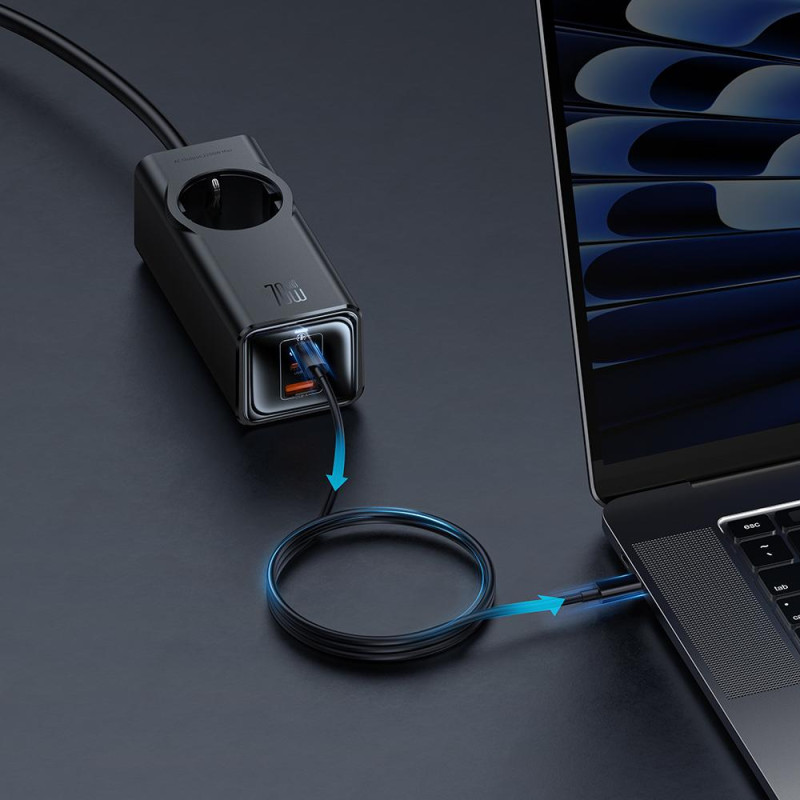 Подовжувач із Захистом від Перенапруги Mcdodo 4 в 1: 70W GaN, 2200 Вт, кабель 1,5 М. (Чорно-сірий)