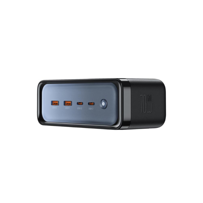 Мережевий Фільтр Mcdodo 6-в-1 70W GaN: 2 Розетки + 4 USB (PD 70 Вт) для Ноутбуків. 2500 Вт, Кабель 1,5 м.  (Чорно-сірий)