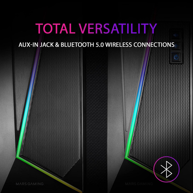 Ігрові Динаміки Mars Gaming RGB 2.0: 20W, Bluetooth 5.0 та DSP Звук. (Чорний)