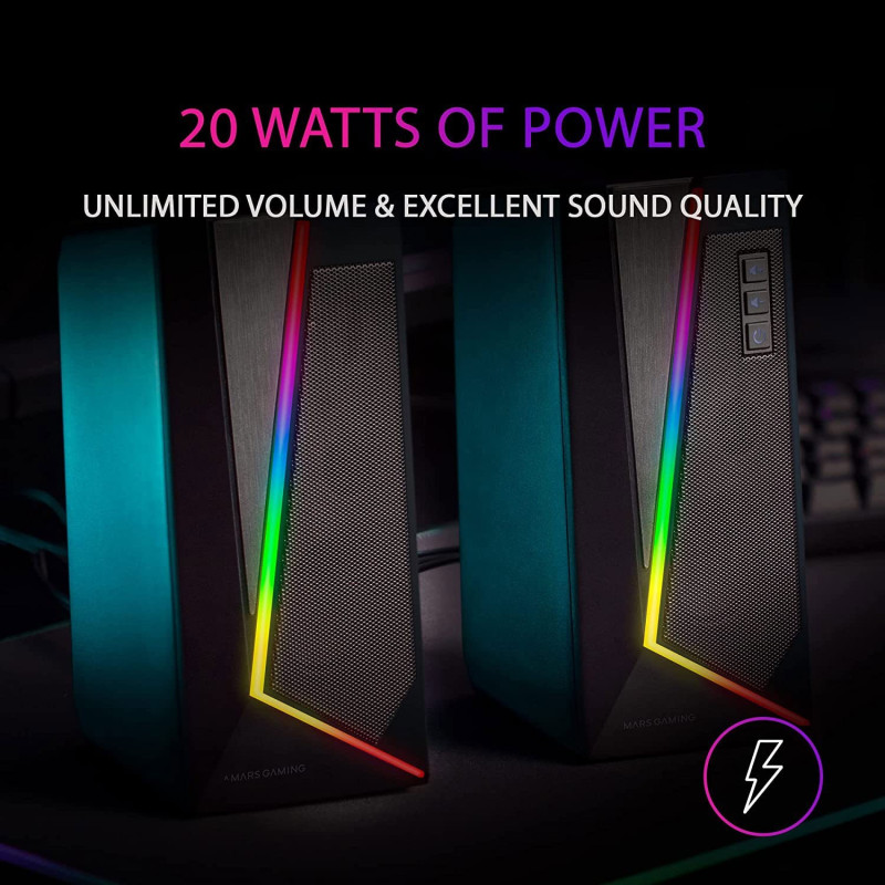 Ігрові Динаміки Mars Gaming RGB 2.0: 20W, Bluetooth 5.0 та DSP Звук. (Чорний)