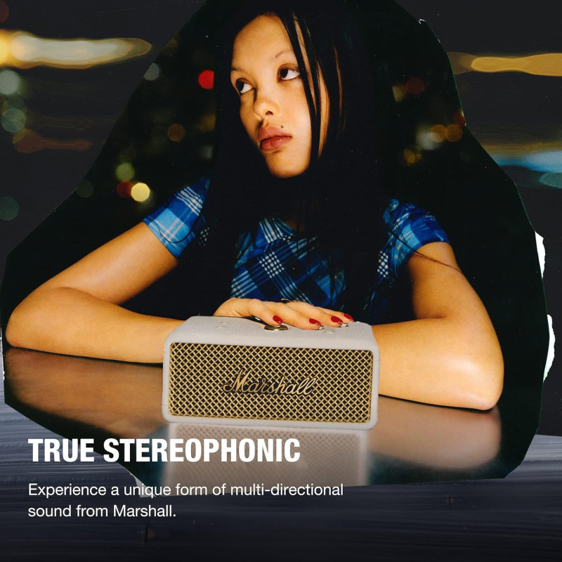 Портативна Bluetooth Колонка Marshall Emberton III: 32 Години, IP67, Чорна з Латунню. (Кремовий)