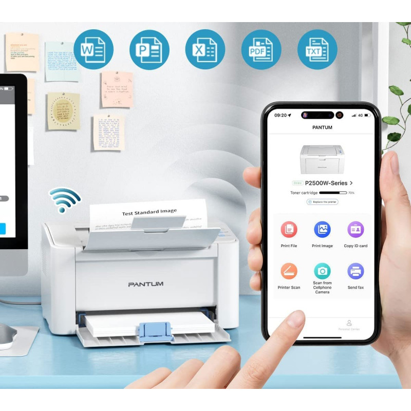 Чорно-білий лазерний принтер PANTUM P2502W Wi-Fi, Airprint, однофункціональний, 22 стор./хв. (Білий)