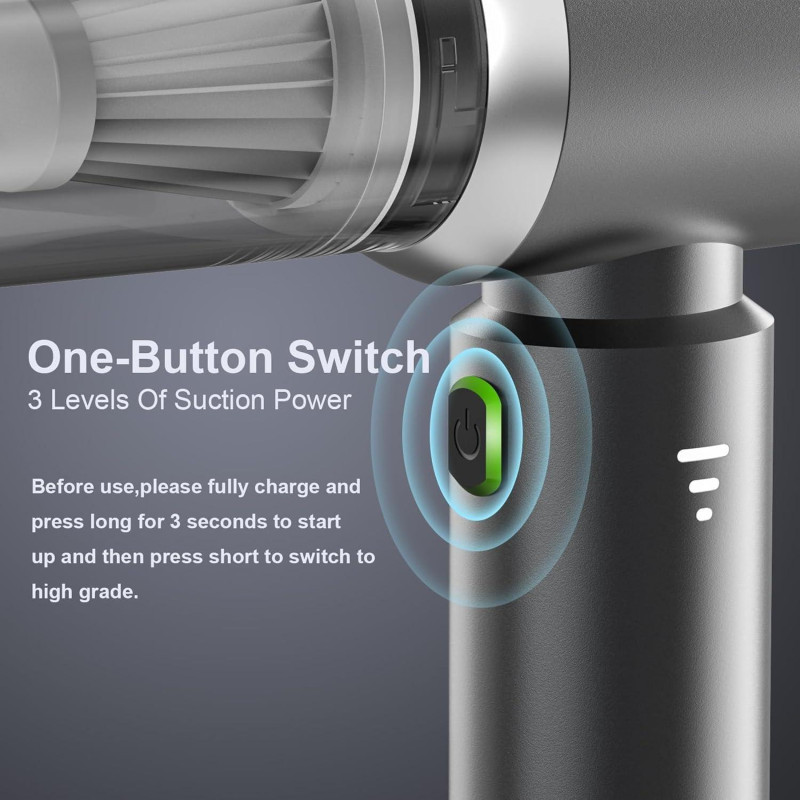 Пилосос-Повітродувка Kedifoai 4-в-1 Бездротовий для ПК: 20000 Па, 3 швидкості, 6000 мАг. (Сірий)