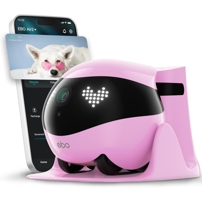 Розумний Робот-Камера Enabot EBO AIR 2 для Домашніх Тварин: 2K FamilyBot. (Рожевий)