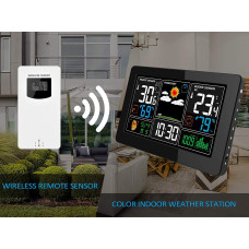 Цифрова метеостанція Kalawen: Великий кольоровий РК-екран та бездротовий. Сенсор - білий