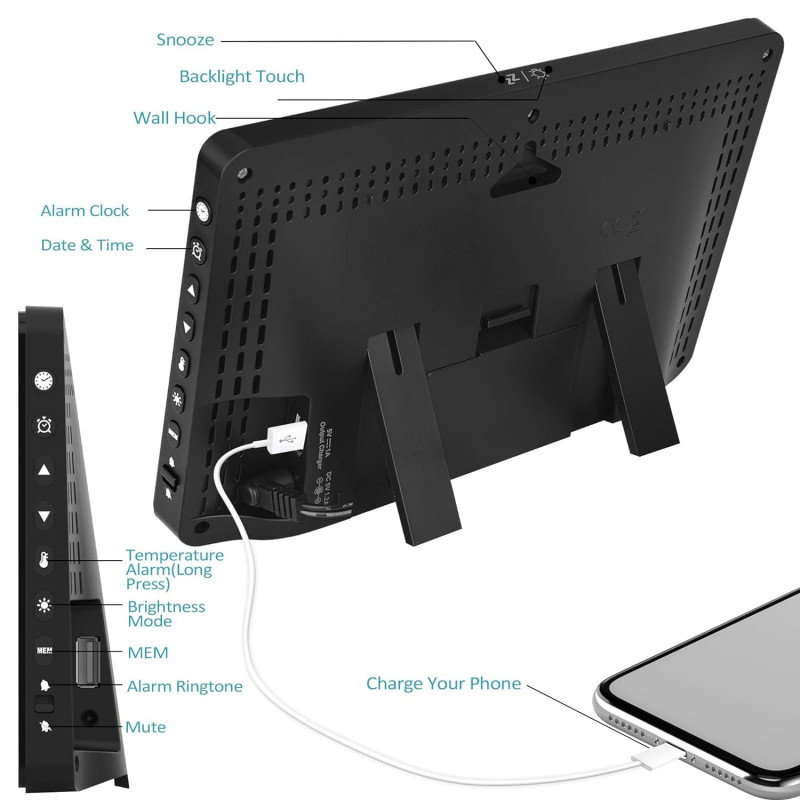Цифрова метеостанція Kalawen: Великий кольоровий РК-екран та бездротовий. Сенсор - білий