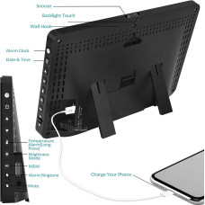 Цифрова метеостанція Kalawen: Великий кольоровий РК-екран та бездротовий. Сенсор - чорний