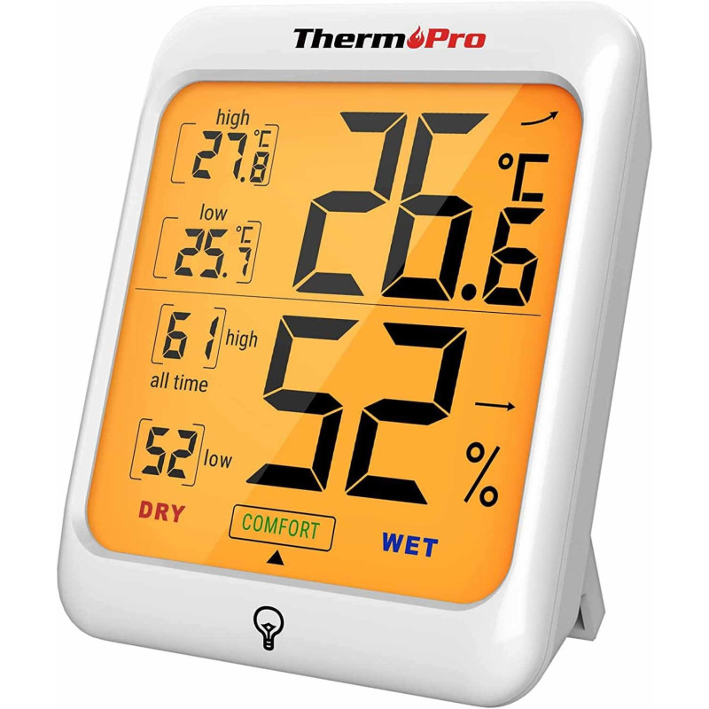 ThermoPro TP53: Цифровий термометр-гігрометр з сенсорним підсвічуванням для дому