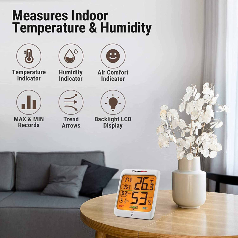 ThermoPro TP53: Цифровий термометр-гігрометр з сенсорним підсвічуванням для дому