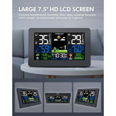 Метеостанція VOKSUN з бездротовим датчиком: Кольоровий РК-дисплей, барометр та фази місяця