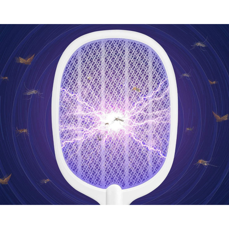 Електрична Мухобійка Wolafoo: Сітка 5000 В, 3 Шари Захисту, USB Зарядка ( Білий )