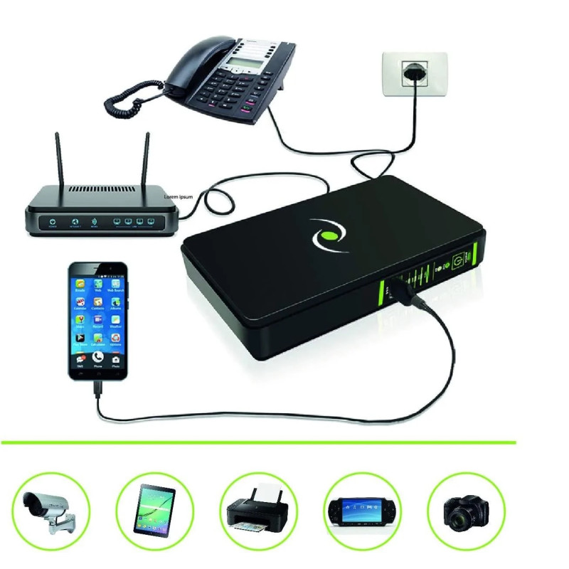 ДБЖ Tecnoware Mini UPS Era Plus DC 8800 mAh з PoE (5V/9V/12V). (Чорний)