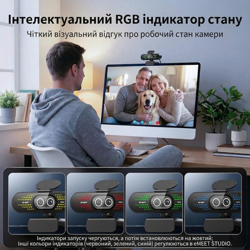 Веб-камера з подвійною лінзою eMeet Nova Dual 4K (11х зум, PDAF, Пульт ДУ) (Чорна)