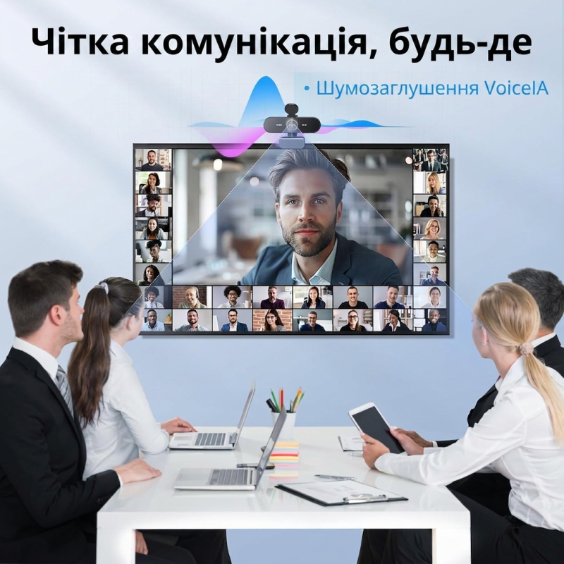 Веб-камера eMeet Nova 4K Ultra HD з двома мікрофонами та PDAF (Чорна)