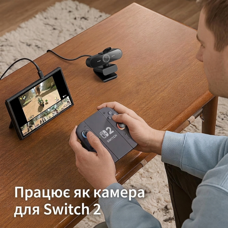 Веб-камера eMeet Nova 4K Ultra HD з двома мікрофонами та PDAF (Чорна)