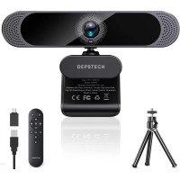 Веб-камера DEPSTECH DW49 4K Ultra HD: 8 МП, Автофокус, Вбудований Мікрофон, Захисна Шторка. (Чорний)