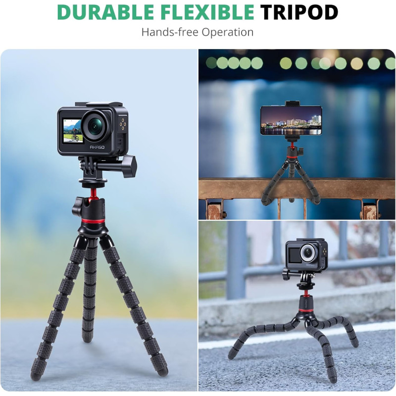 Гнучкий Штатив (Octopus) Akaso Mini: Портативна 360° Підставка для Екшн-Камер (Чорний)