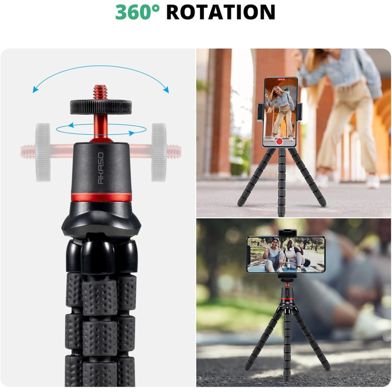 Гнучкий Штатив (Octopus) Akaso Mini: Портативна 360° Підставка для Екшн-Камер (Чорний)